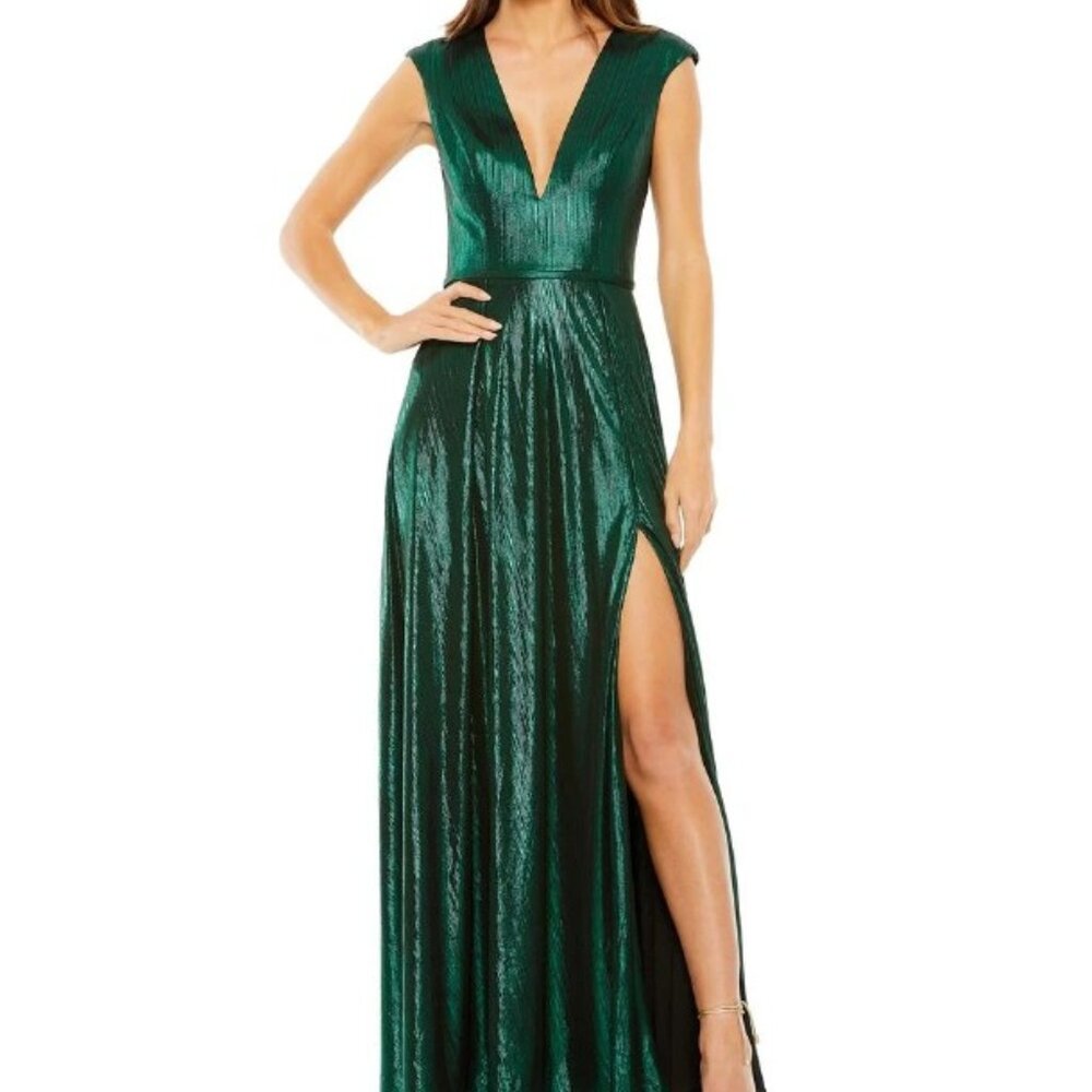 Mac Duggal 27156 - Emerald Metallic A-Line Evening Dress